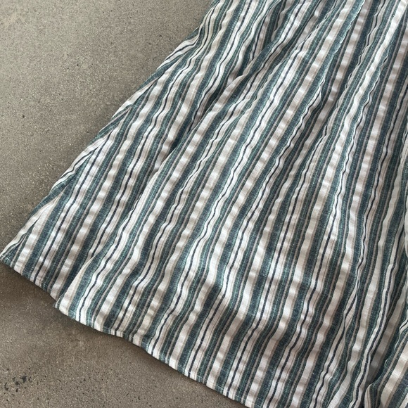 Staple the Label Striped Midi Dress Size M Smocked Linen Blend Pockets Summer - Picture 6 of 8
